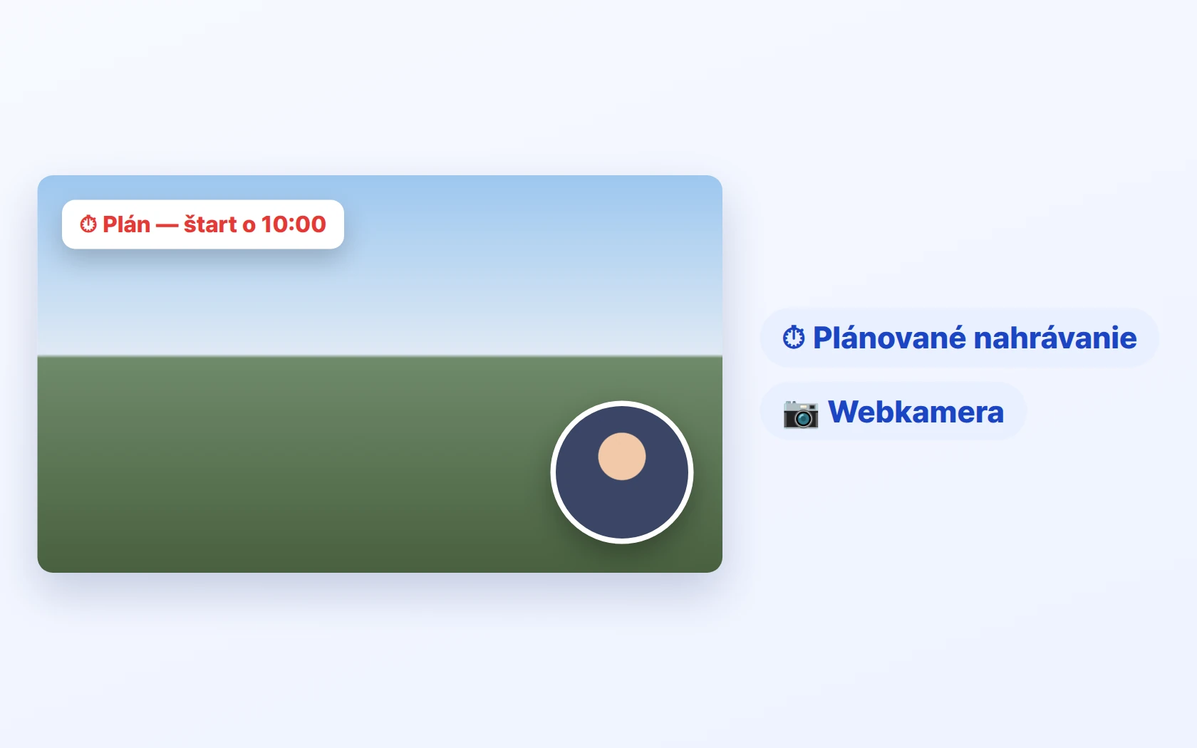 Plánované nahrávanie a prekrytie webkamery